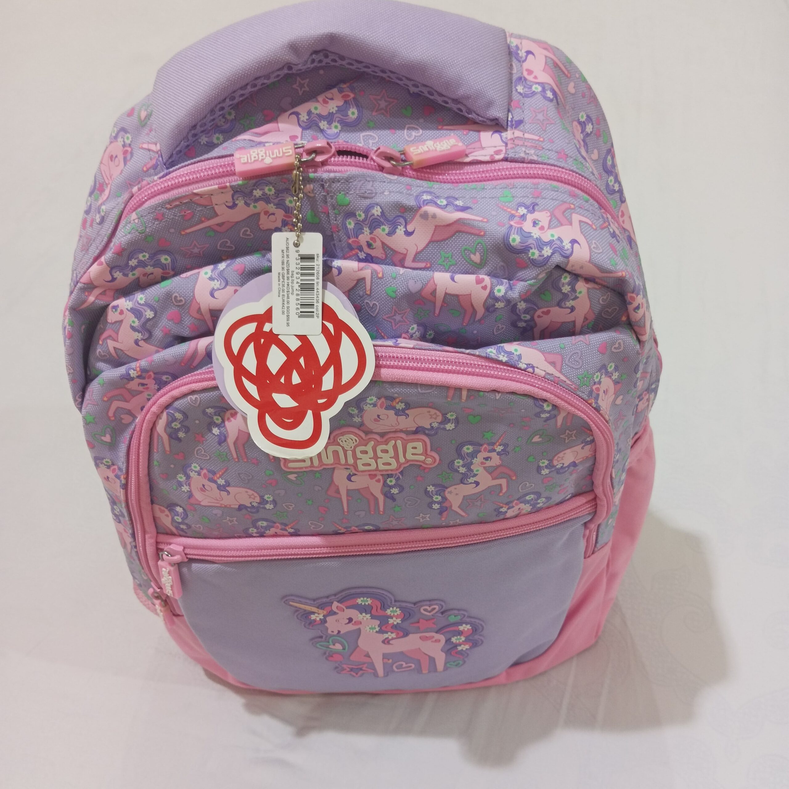 Tas Ransel Anak Sekolah "Smiggle Jump Classic" warna Pink motif Unicorn - Gambar 6