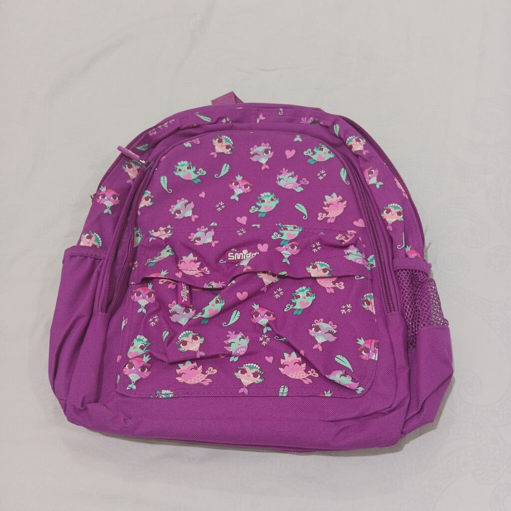 Tas Ransel Anak Sekolah "Smiggle Disney Princess Ariel Mermaid Classic" warna purple motif little mermaid