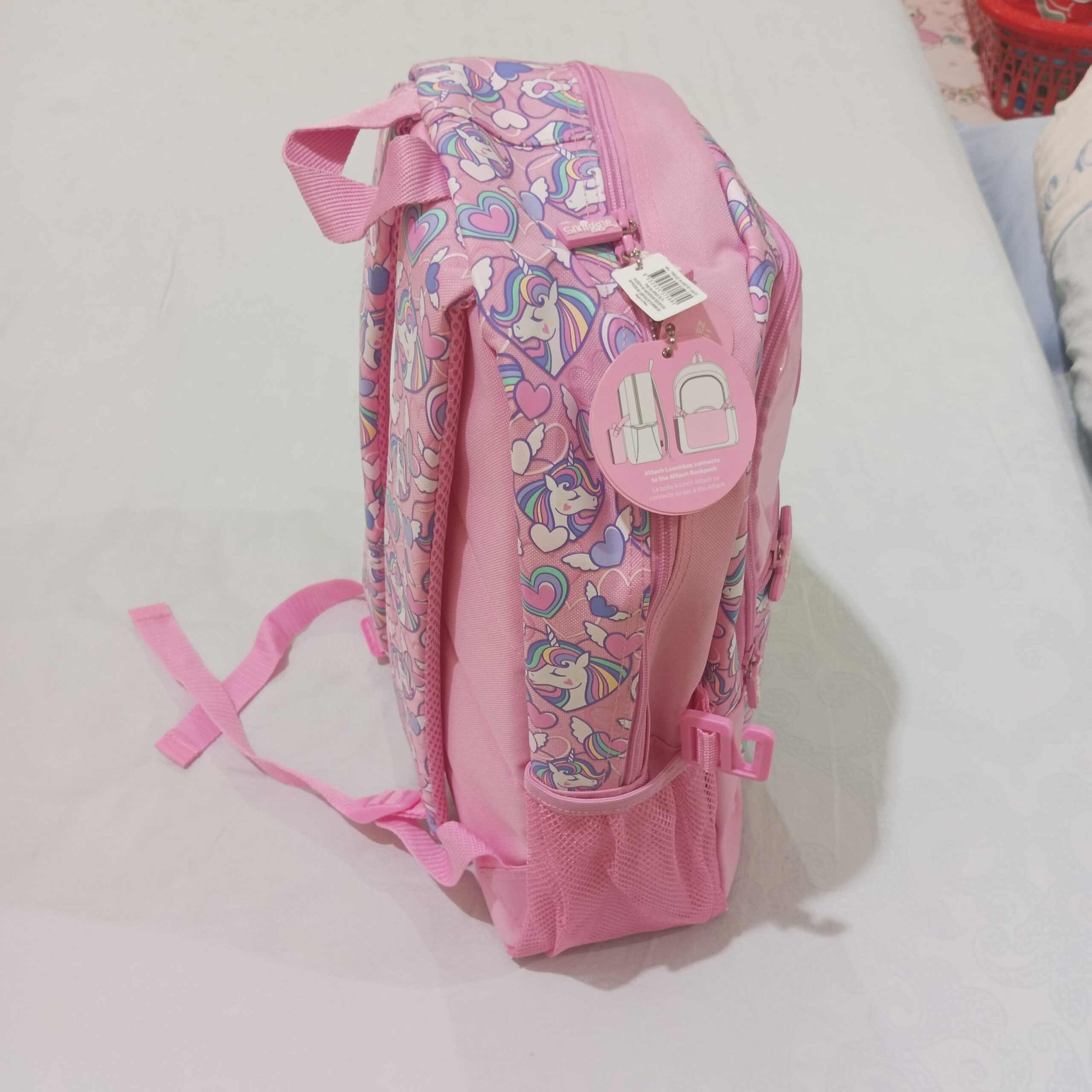 Tas Ransel Anak Sekolah "Smiggle Fly High Classic" Warna Pink Motif "Unicorn Patch" - Gambar 5