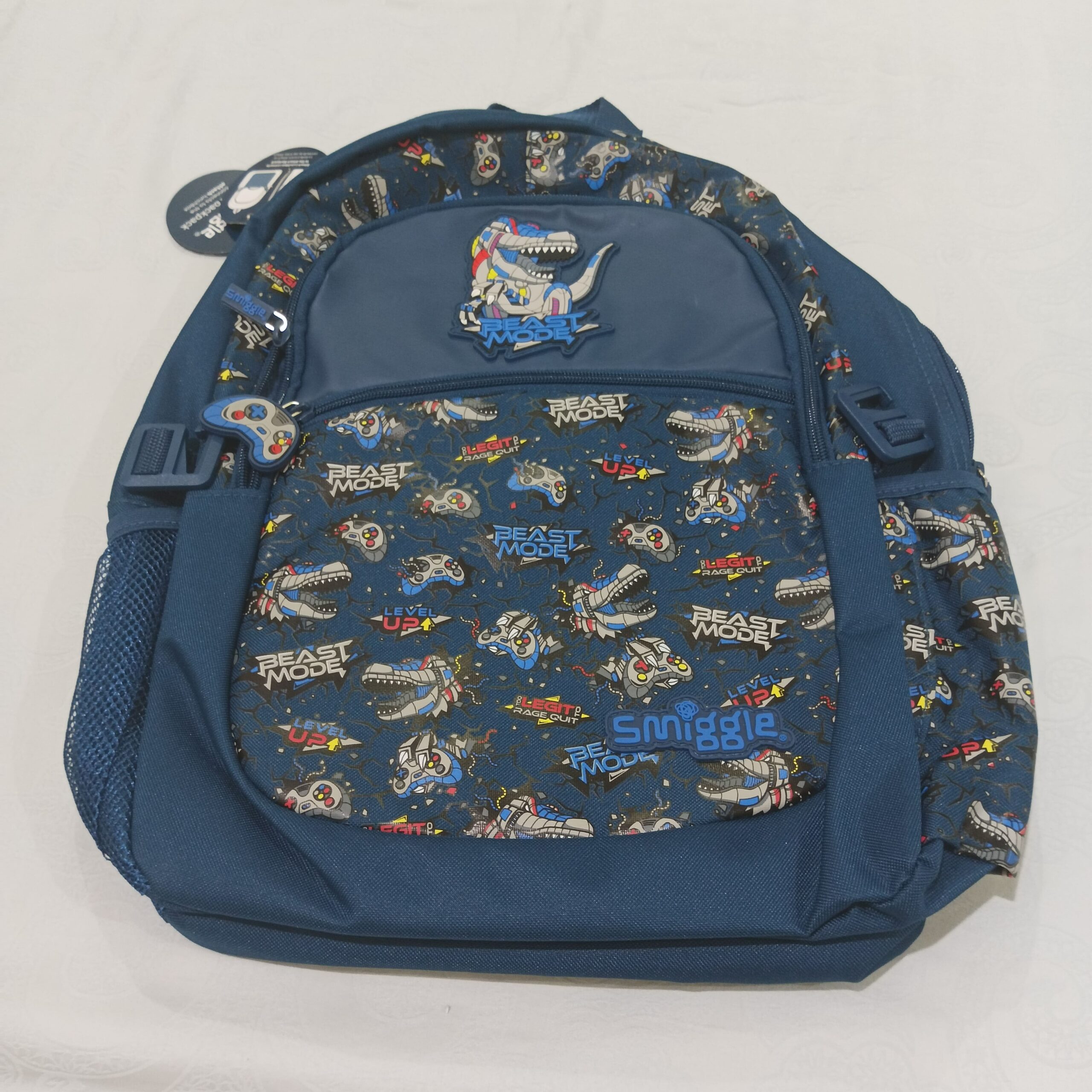 Tas Ransel anak "Smiggle Fly High Classic Attach Backpack Beast Mode" Warna Navy Blue Motif Dino Gaming! - Gambar 6